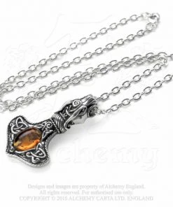 Alchemy Gothic Alchemy Amber Dragon Thorhammer Pendant Gothic Jewellery