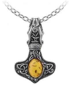 Alchemy Gothic Alchemy Amber Dragon Thorhammer Pendant Gothic Jewellery