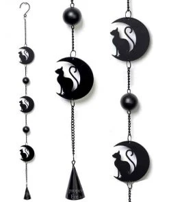 Alchemy Gothic Garden Alchemy Black Cat And Moon Wind Chime