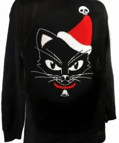 Alchemy Gothic Alchemy Black Cat Christmas Jumper All Ladies Clothing