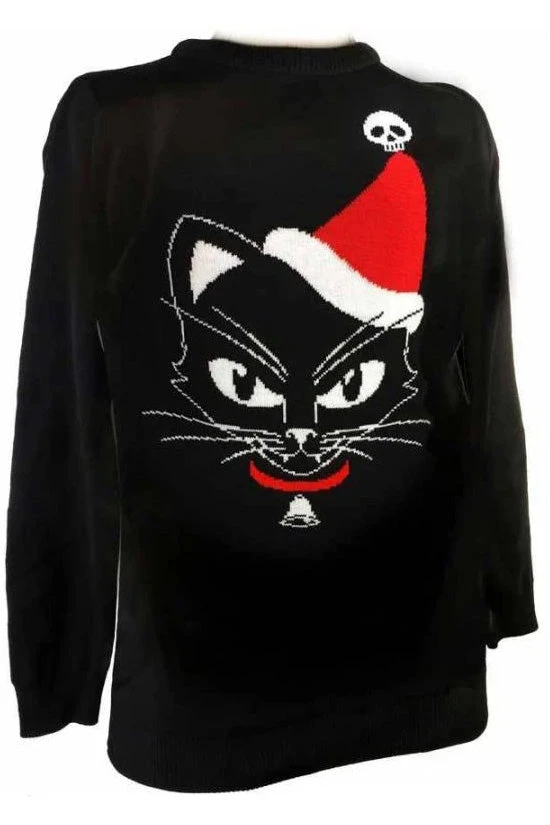 Alchemy Gothic Alchemy Black Cat Christmas Jumper All Ladies Clothing 3 Alchemy Gothic Alchemy Black Cat Christmas Jumper All Ladies Clothing