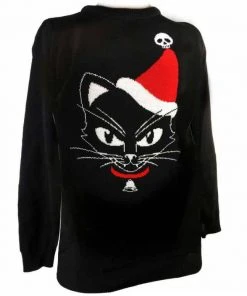 Alchemy Gothic Alchemy Black Cat Christmas Jumper All Ladies Clothing