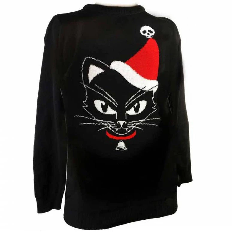 Alchemy Gothic Alchemy Black Cat Christmas Jumper All Ladies Clothing 4 Alchemy Gothic Alchemy Black Cat Christmas Jumper All Ladies Clothing