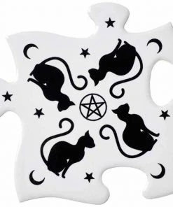 Dining & Barware Alchemy Gothic Black Cats Jigsaw Coasters