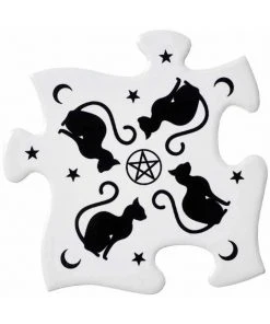 Dining & Barware Alchemy Gothic Black Cats Jigsaw Coasters