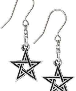 Alchemy Gothic Black Star Earrings E395
