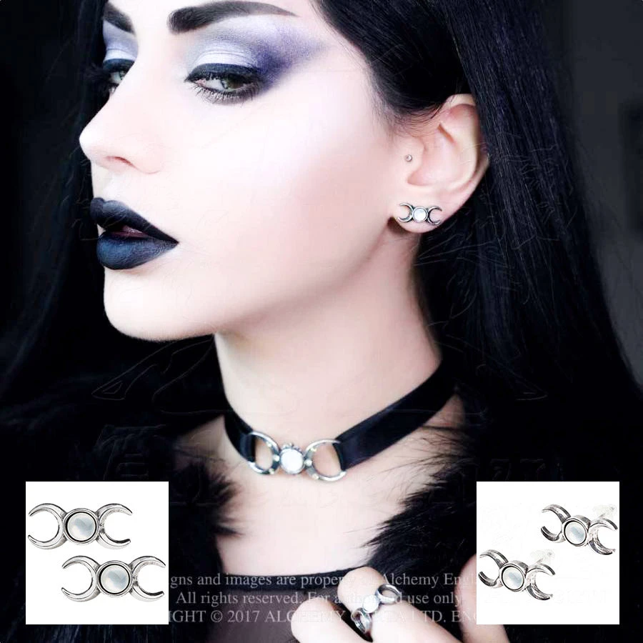 Alchemy Gothic Triple Goddess Studs Gothic Jewellery 4 Alchemy Gothic Triple Goddess Studs Gothic Jewellery