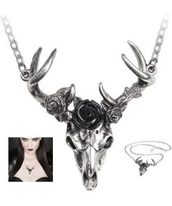 Alchemy Gothic Alchemy White Hart Black Rose Necklace Gothic Jewellery