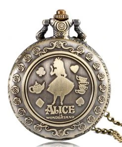 Pocketwatches Steampunk Jewellery Alice In Wonderland Steampunk Pocket Watch On Necklace Chain