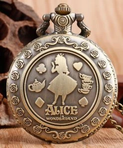 Pocketwatches Steampunk Jewellery Alice In Wonderland Steampunk Pocket Watch On Necklace Chain