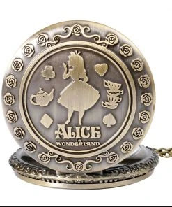 Pocketwatches Steampunk Jewellery Alice In Wonderland Steampunk Pocket Watch On Necklace Chain