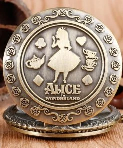 Pocketwatches Steampunk Jewellery Alice In Wonderland Steampunk Pocket Watch On Necklace Chain