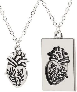 Gothic And Steampunk Jewellery Anatomical Heart Love Token Necklace Set