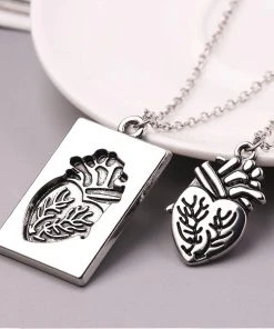Gothic And Steampunk Jewellery Anatomical Heart Love Token Necklace Set