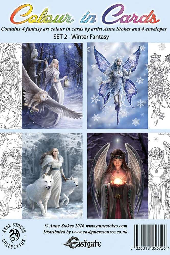Eastgate Books And Journals Anne Stokes Colour In Cards, Winter Fantasy Set, Fantasy Art Colouring Greetings Cards 3 Eastgate Books And Journals Anne Stokes Colour In Cards, Winter Fantasy Set, Fantasy Art Colouring Greetings Cards