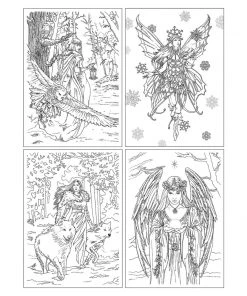 Eastgate Books And Journals Anne Stokes Colour In Cards, Winter Fantasy Set, Fantasy Art Colouring Greetings Cards