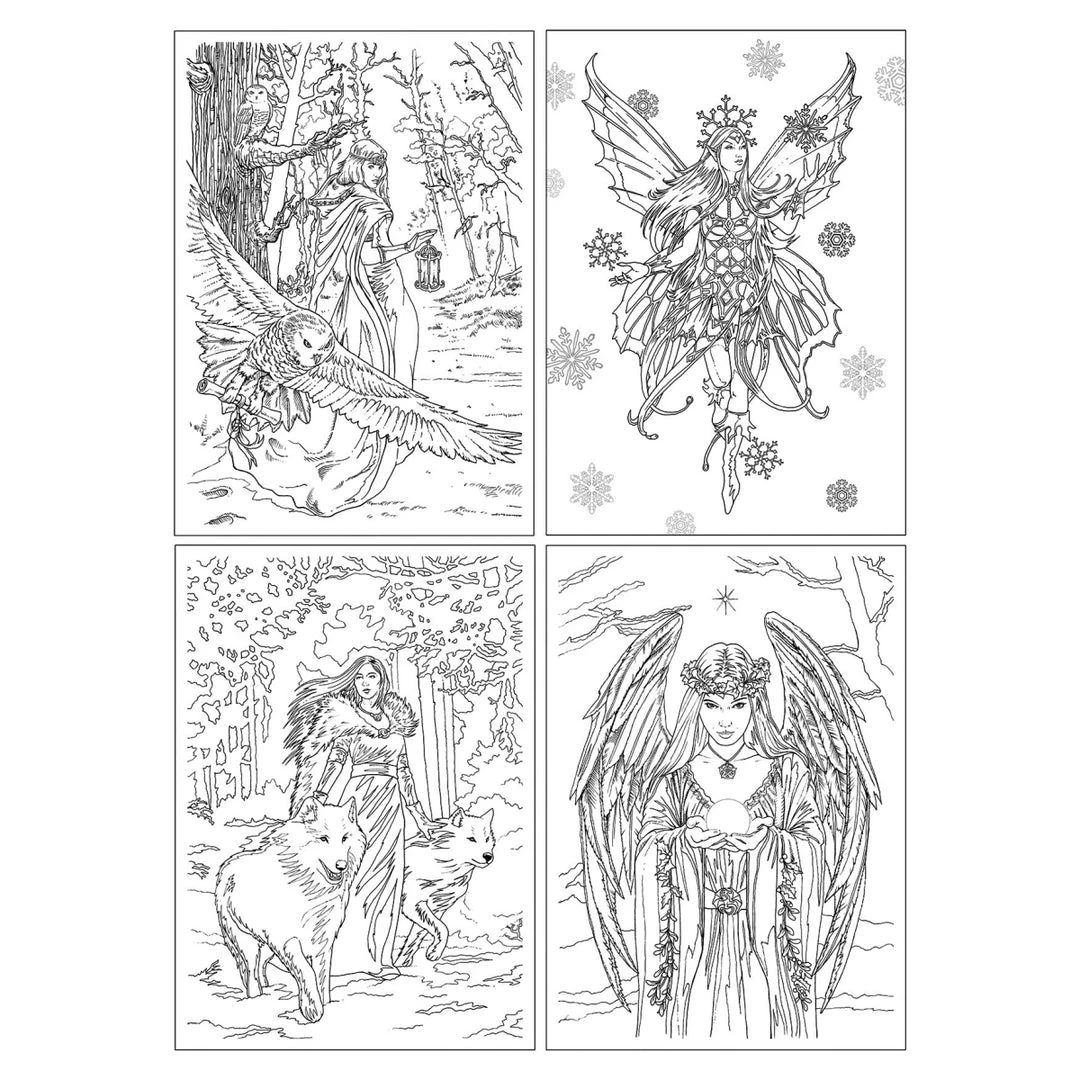 Eastgate Books And Journals Anne Stokes Colour In Cards, Winter Fantasy Set, Fantasy Art Colouring Greetings Cards 4 Eastgate Books And Journals Anne Stokes Colour In Cards, Winter Fantasy Set, Fantasy Art Colouring Greetings Cards