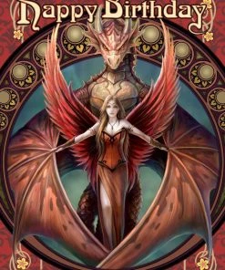 Eastgate Anne Stokes Copperwing Dragon Birthday Card