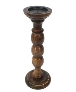 Something Different Antique Wooden Candle Stand 30cm All Homeware
