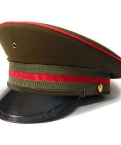 Euro Accessories Army Green Military Peaked Cap With Red Trim