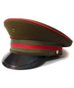 Euro Accessories Army Green Military Peaked Cap With Red Trim