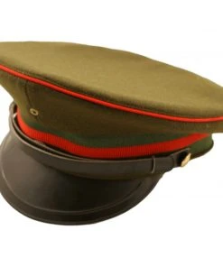 Euro Accessories Army Green Military Peaked Cap With Red Trim