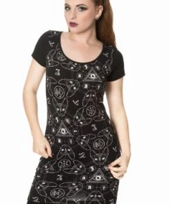 Banned 9 Lives Sphinx Bodycon Mini Dress Ladies Gothic Clothing