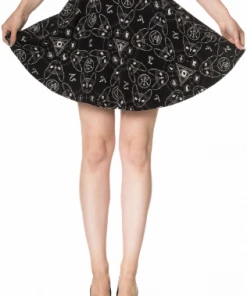 Egyptian Banned 9 Lives Sphinx Skater Skirt