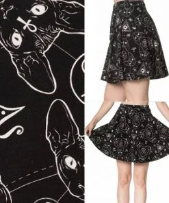 Egyptian Banned 9 Lives Sphinx Skater Skirt