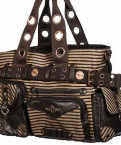 Banned Brown Striped Steampunk Shoulder Bag All Steampunk Accessories