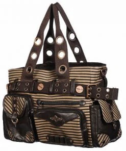 Banned Brown Striped Steampunk Shoulder Bag All Steampunk Accessories