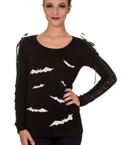 All Ladies Clothing Banned Friction Jumper Black White