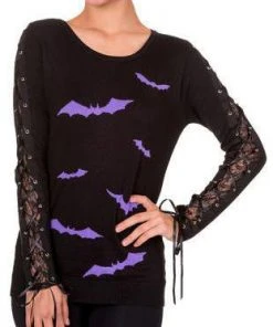 All Ladies Clothing Banned Friction Jumper Black Purple