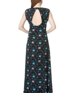 Ladies Gothic Clothing Banned Daring Doodle Cat Maxi Dress