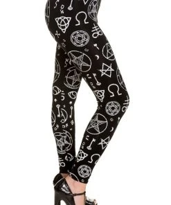 Banned Pentagram Leggings Black/White