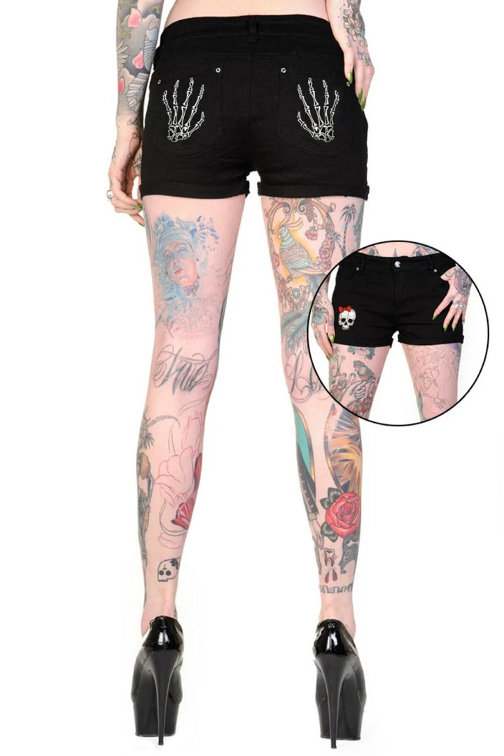 Banned Skeleton Hand Shorts All Ladies Clothing 3 Banned Skeleton Hand Shorts All Ladies Clothing