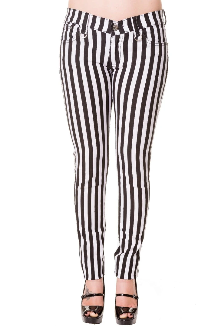 All Ladies Clothing Banned Black And White Striped Skinny Jeans 6 All Ladies Clothing Banned Black And White Striped Skinny Jeans