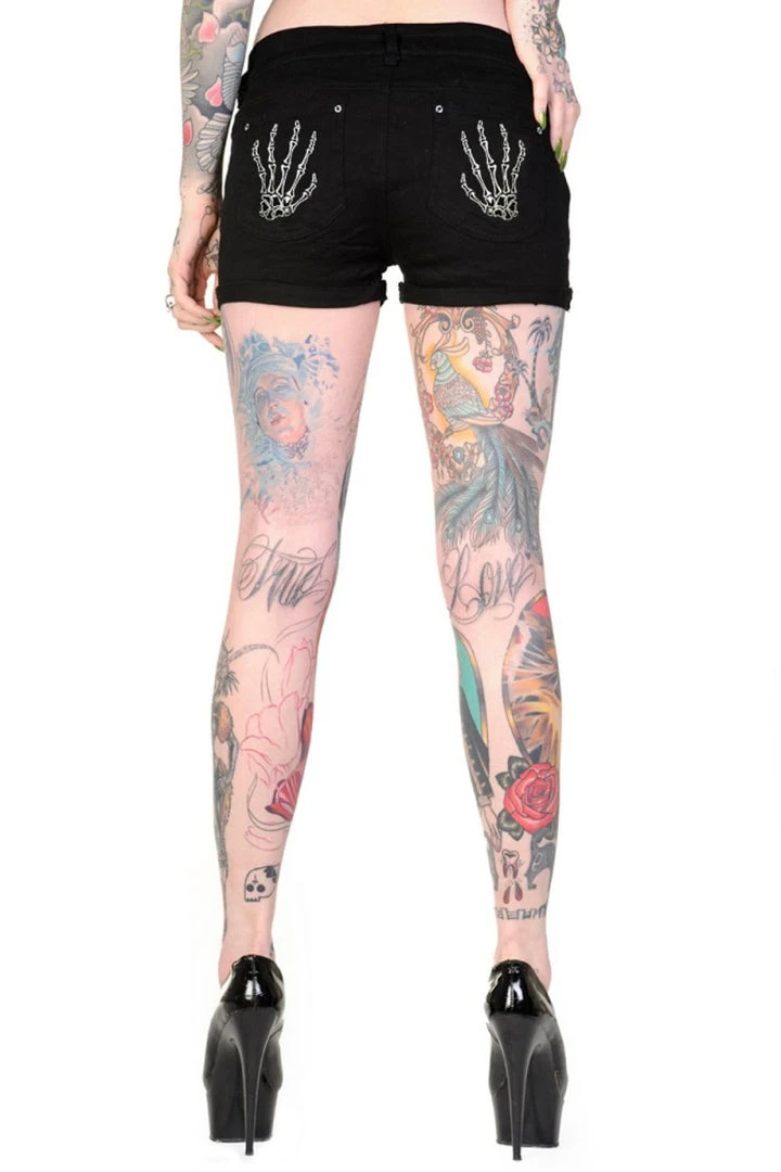 Banned Skeleton Hand Shorts All Ladies Clothing 6 Banned Skeleton Hand Shorts All Ladies Clothing