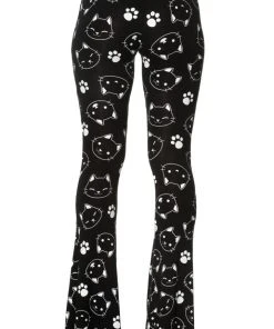 Banned Purrrrfect Kitty Flared Leggings All Ladies Clothing