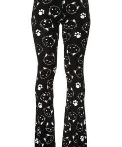 Banned Purrrrfect Kitty Flared Leggings All Ladies Clothing