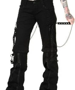 Banned Ladies Zip Off Bondage Trousers/Shorts Black Chains