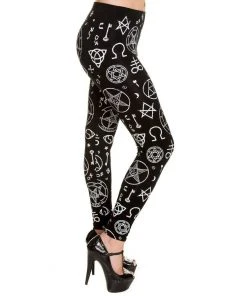 Banned Pentagram Leggings Black/White