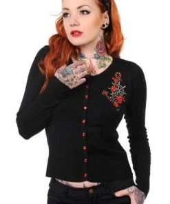 All Ladies Clothing Banned Polkadot Anchor Cardigan