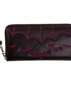Banned Purple Bats Embroidery Purse