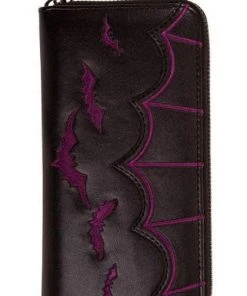 Banned Purple Bats Embroidery Purse