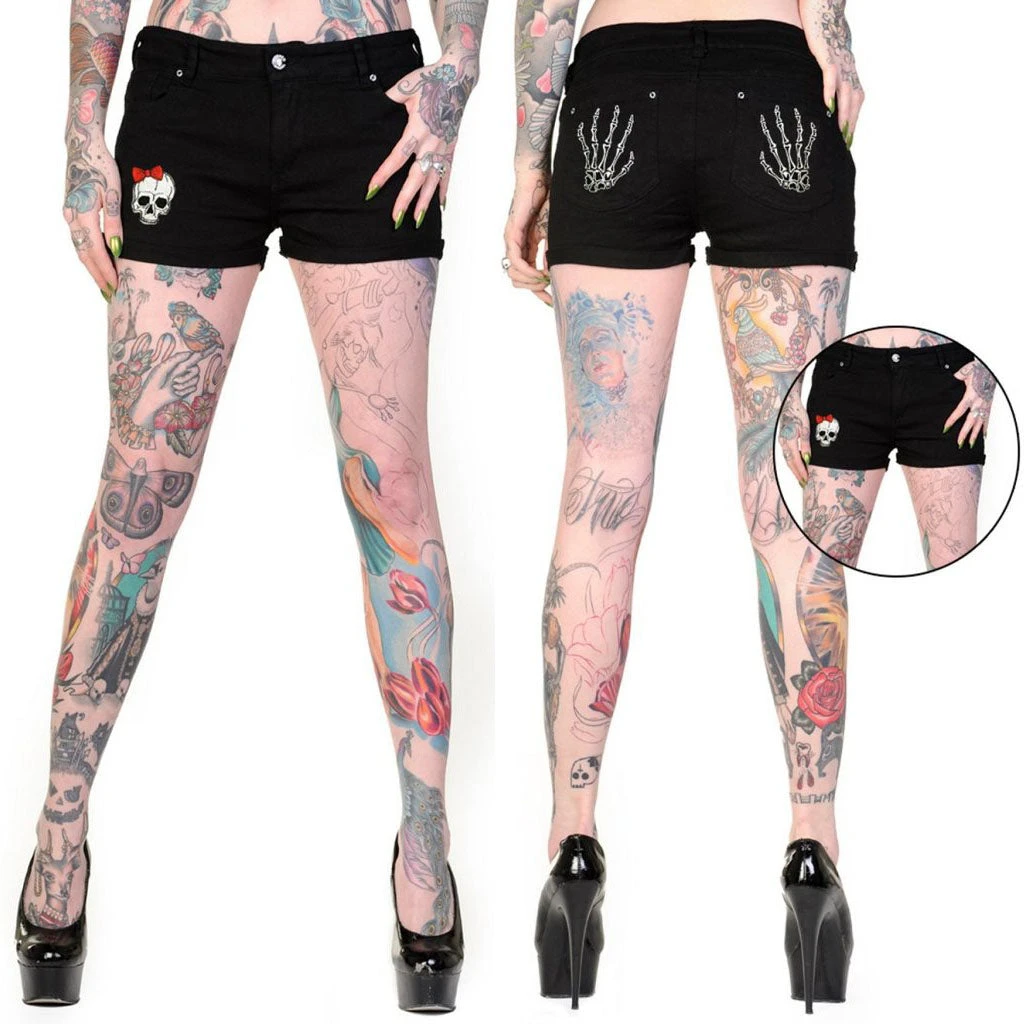 Banned Skeleton Hand Shorts All Ladies Clothing 4 Banned Skeleton Hand Shorts All Ladies Clothing