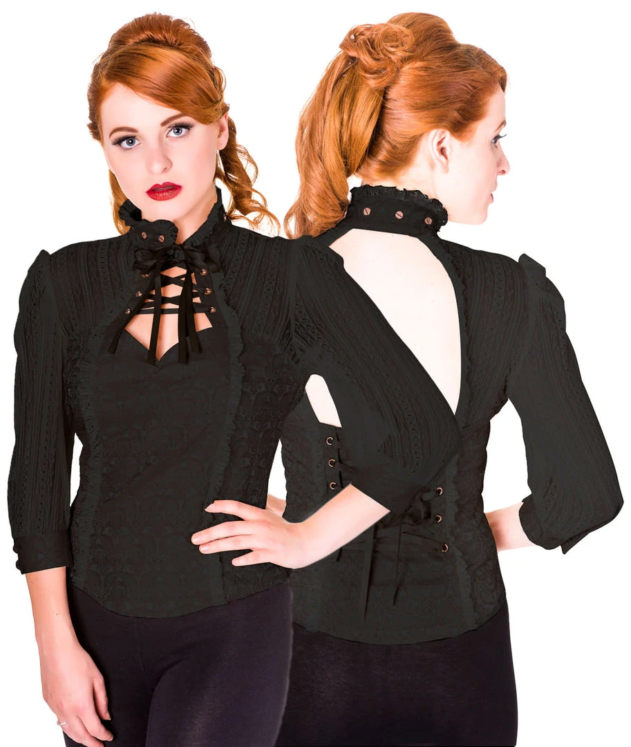 Banned Rise Of Dawn Shirt Blouse Black 4 Banned Rise Of Dawn Shirt Blouse Black