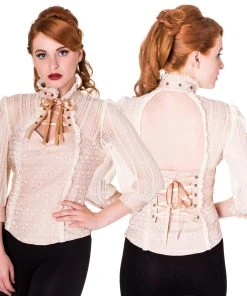 Banned Rise Of Dawn Shirt Blouse Cream Ladies Steampunk Clothing