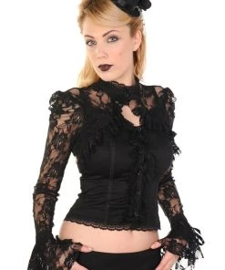 Banned Steampunk Black Lace Corset Shirt Ladies Steampunk Clothing