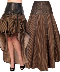 Banned Long Striped Steampunk Skirt All Ladies Clothing